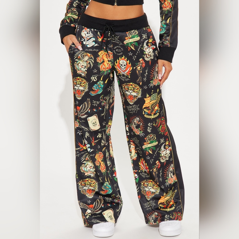 Ed Hardy❤️‍🔥 Tattoo Embroidered Track Pant Size S - Picture 2 of 5